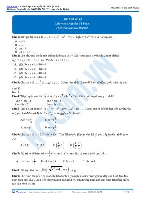 Đề luyện thi vào ĐHQG Hà Nội Toán 12 - Đề số 7 - Nguyễn Bá Tuấn